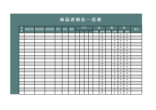 商品进销存一览表Excel表格模板