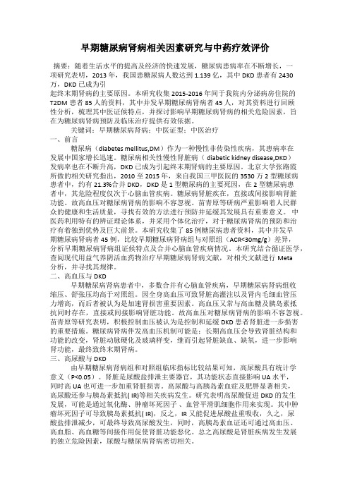 早期糖尿病肾病相关因素研究与中药疗效评价