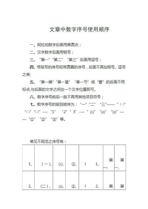 公文中数字序号使用顺序