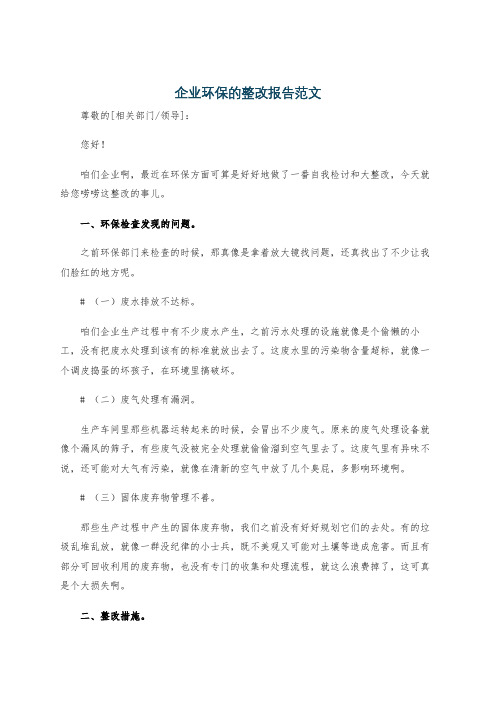 企业环保的整改报告范文