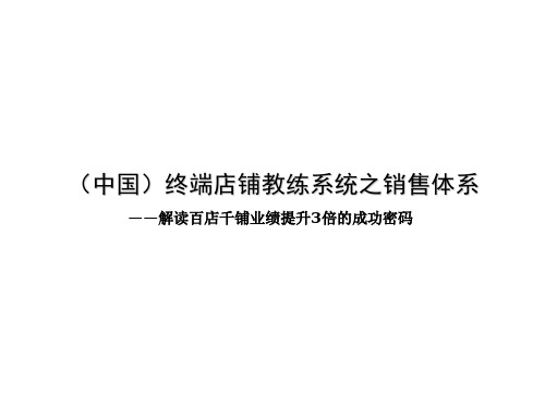 (中国)终端店铺教练系统之销售体系-终端店铺营销管理培训专家舒立平老师