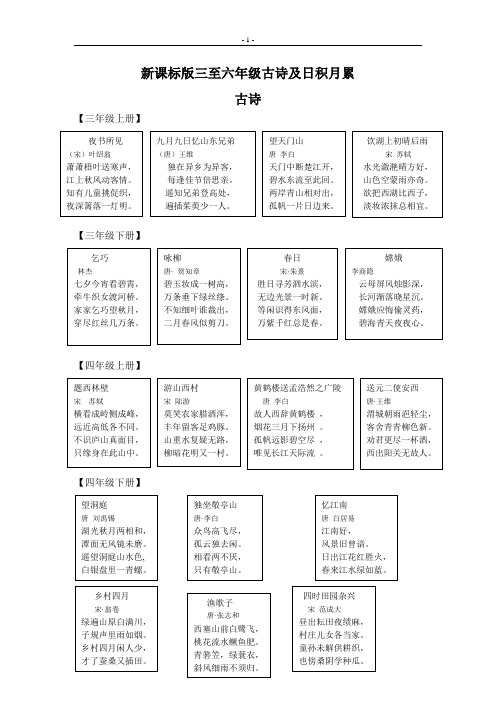 新课标版三至六年级古诗及日积月累