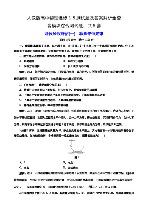 人教版高中物理选修3-5测试题及答案解析全套