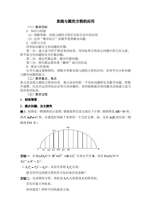 直线与圆的方程的应用