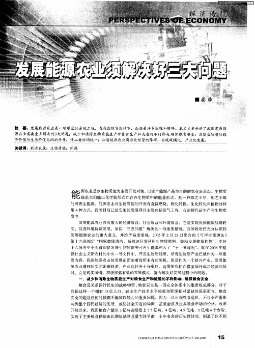 发展能源农业必须解决好三大问题