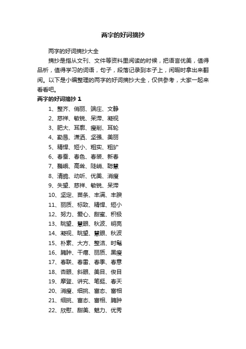 两字的好词摘抄大全