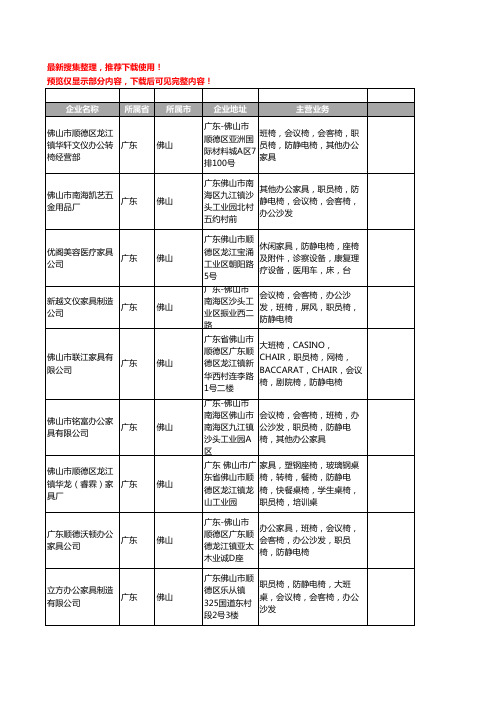 新版广东省佛山防静电椅工商企业公司商家名录名单联系方式大全15家