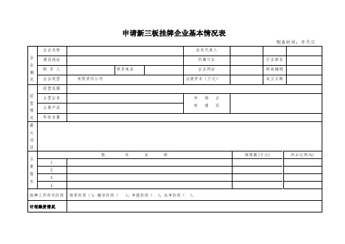 申请新三板挂牌企业基本情况登记表(1)