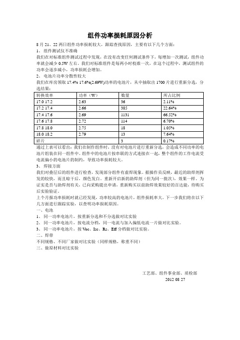 组件功率损耗原因分析