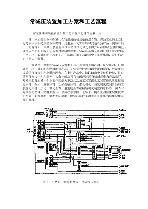 常减压装置加工方案和工艺流程