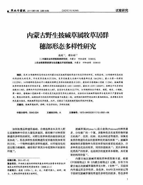 内蒙古野生披碱草属牧草居群穗部形态多样性研究