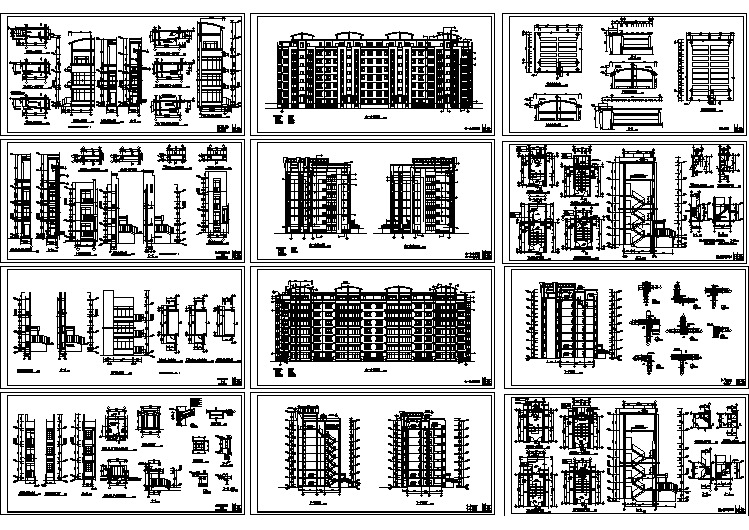 某坡地多层住宅建筑设计施工CAD大样图