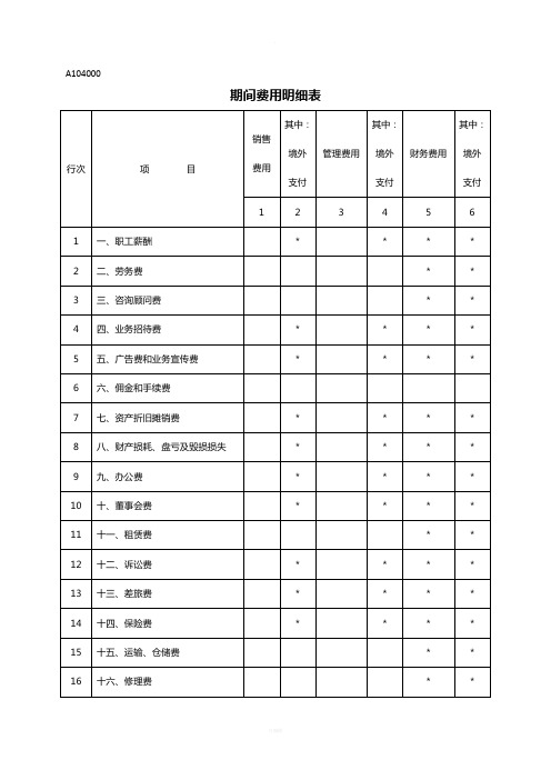 A104000《期间费用明细表》