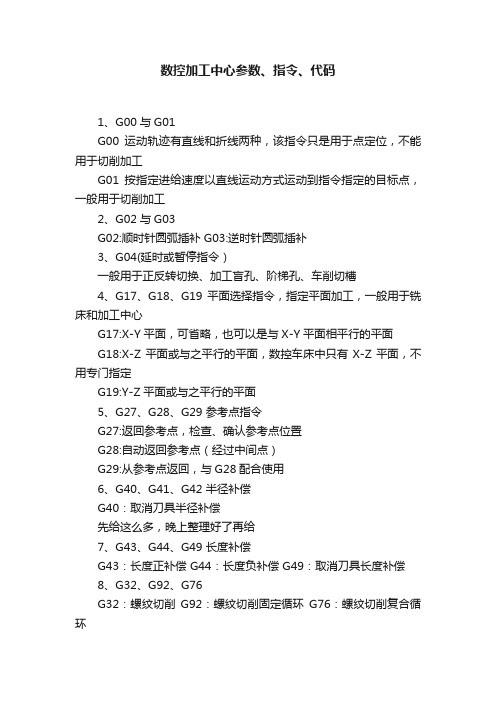 数控加工中心参数、指令、代码