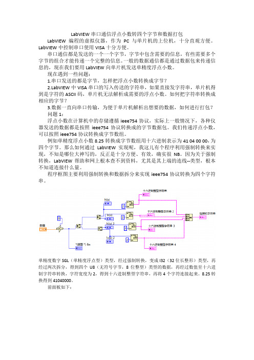 LabVIEW串口通信浮点小数转四个字节和数据打包