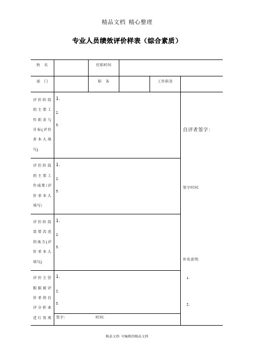 新专业人员综合素质绩效评价样表