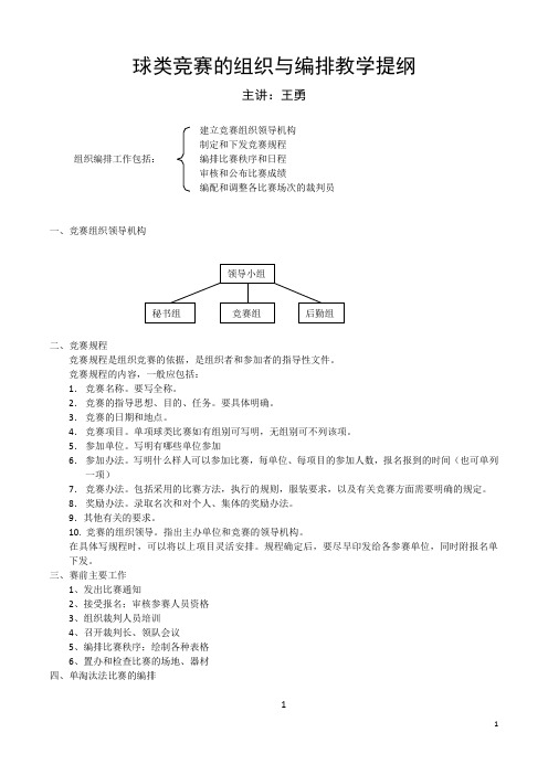 小型球类竞赛的组织编排