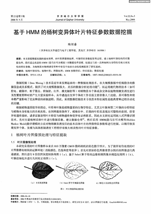 基于HMM的杨树变异体叶片特征参数数据挖掘