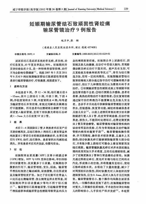 妊娠期输尿管结石致顽固性肾绞痛输尿管镜治疗9例报告