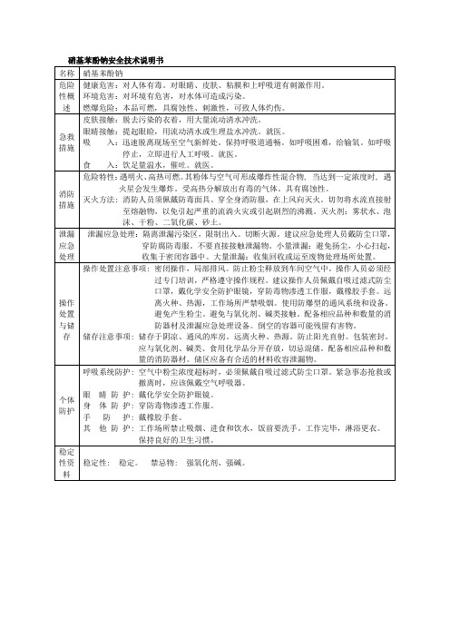 硝基苯酚钠安全技术说明书