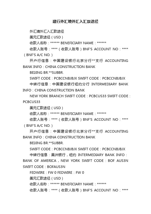 建行外汇境外汇入汇款途径