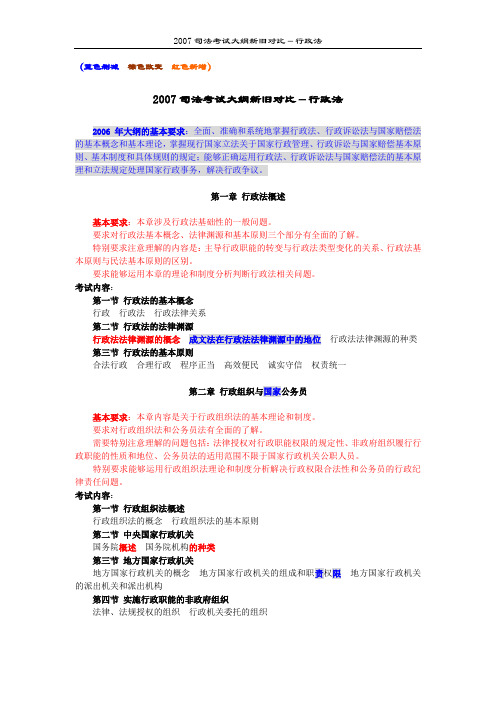 07司考大纲新旧对比-行政法(彩色完整版)