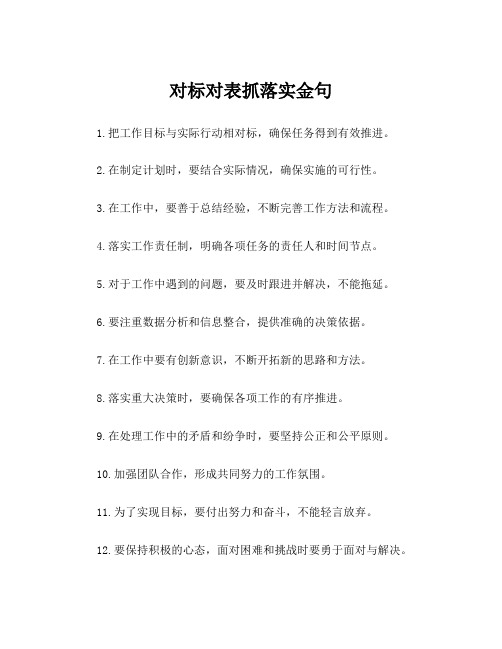 对标对表抓落实金句