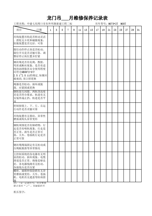 龙门吊维修保养记录