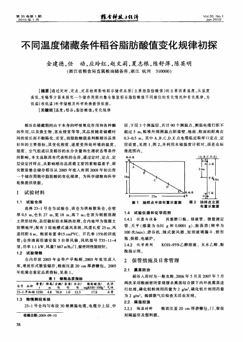 不同温度储藏条件稻谷脂肪酸值变化规律初探