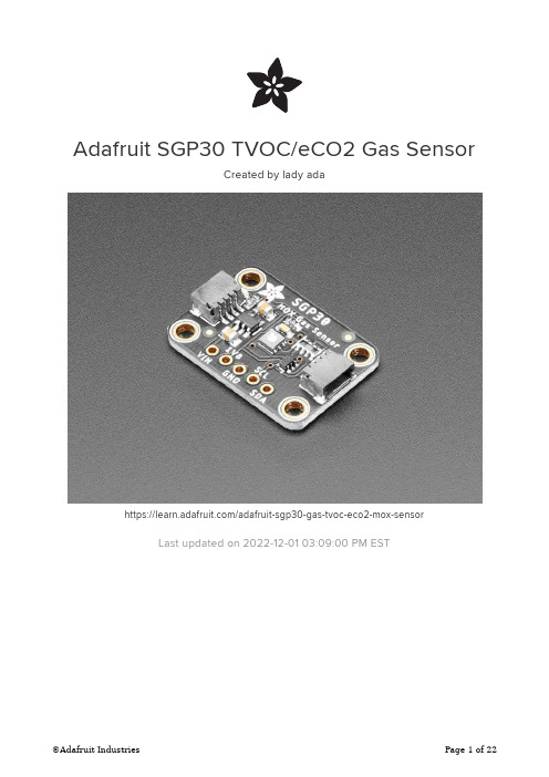 使用说明书-Adafruit SGP30 TVOC eCO2 气体传感器