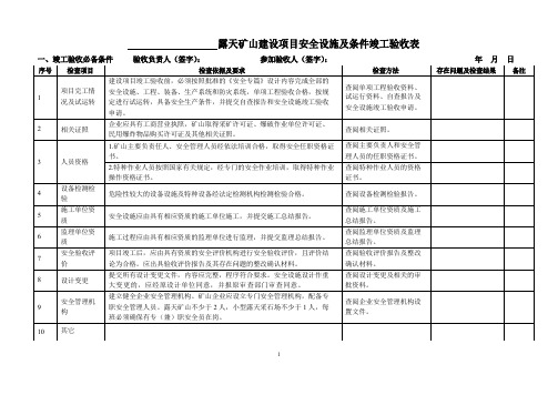 露天矿山建设项目安全设施及条件竣工验收表