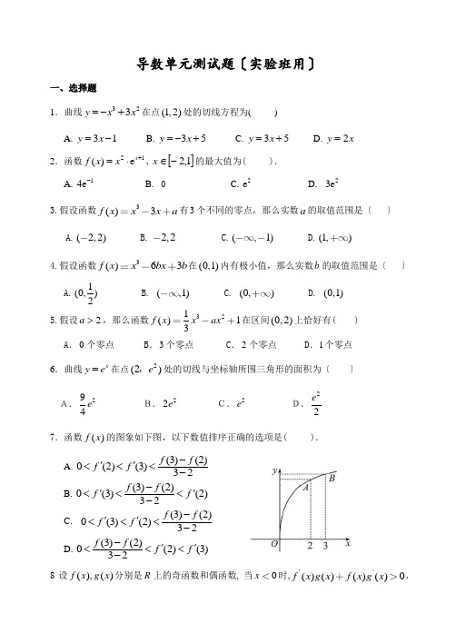 (完整版)导数单元测试题(含答案)