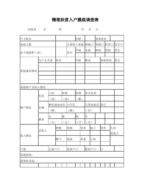 精准扶贫入户摸底调查表