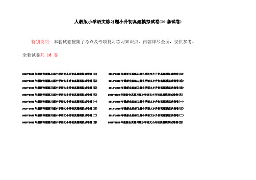 人教版小学语文练习题小升初真题模拟试卷(16套试卷)