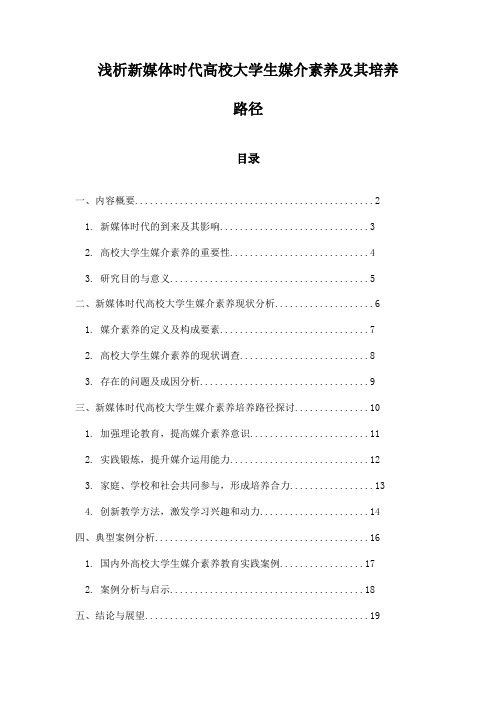 浅析新媒体时代高校大学生媒介素养及其培养路径