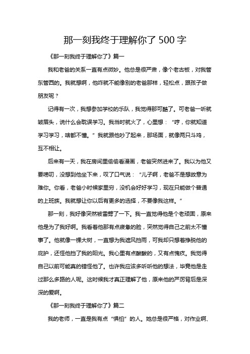 那一刻我终于理解你了500字