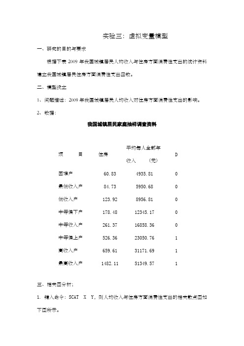 计量经济学实验报告虚拟变量