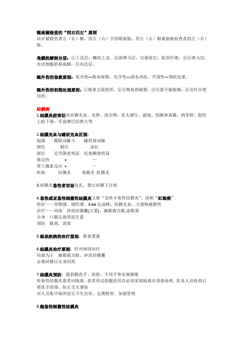 眼科学考试重点总结 填空