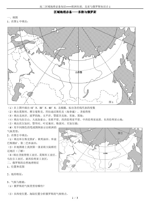 高二区域地理必备知识——欧洲东部、北亚与俄罗斯知识点1