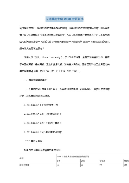 走进湖南大学2020考研复试