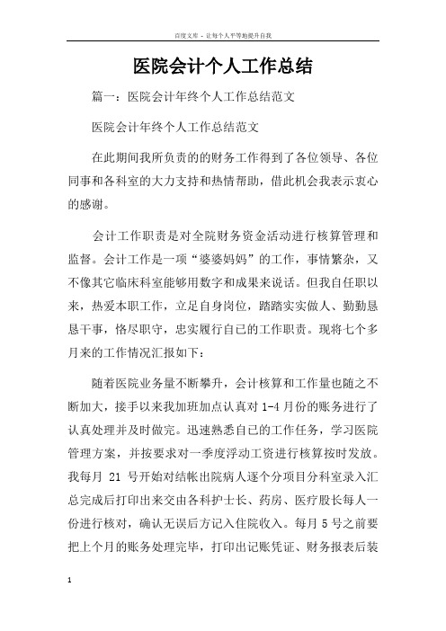 医院会计个人工作总结