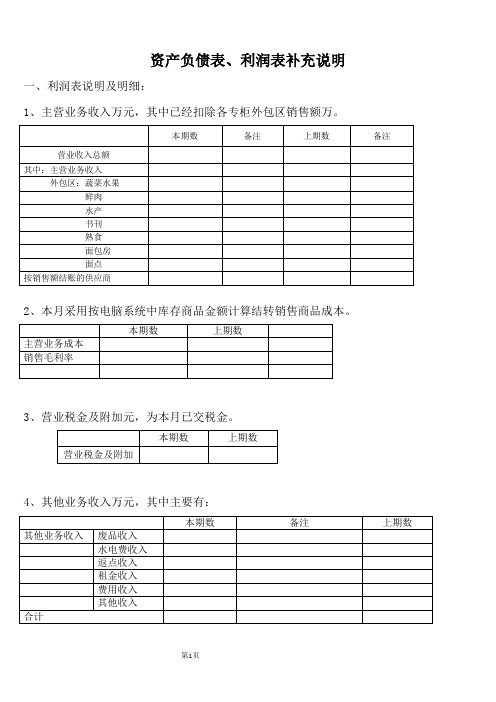 利润表说明