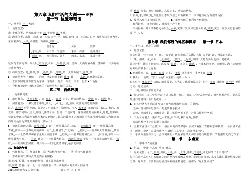 最新人教版七年级下地理复习提纲(完整版)