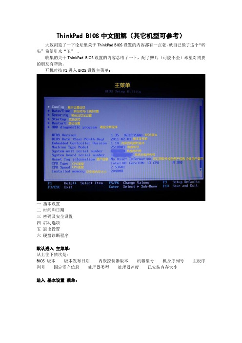 ThinkPad BIOS中文图解 其它机型也可参考