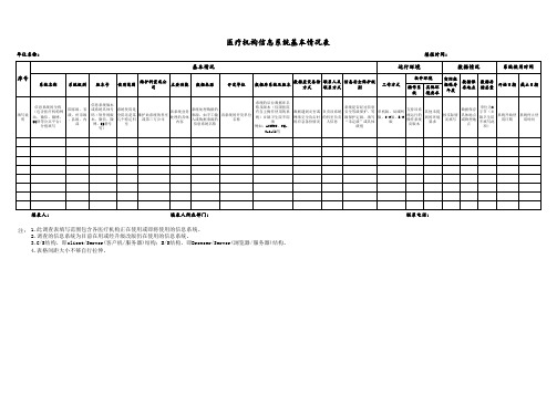 医疗机构信息系统基本情况表
