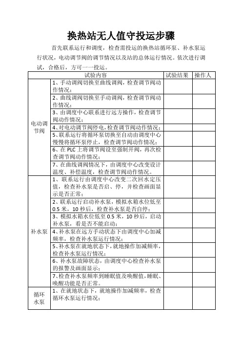 换热站无人值守投运步骤