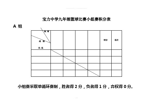 篮球比赛小组赛积分表