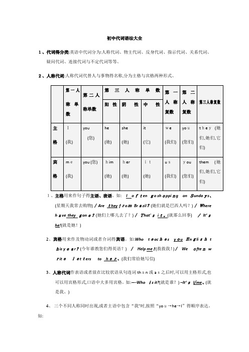 初中代词语法大全