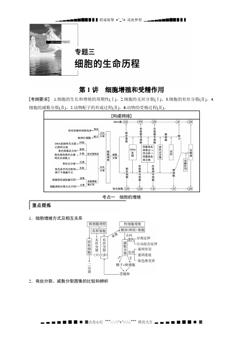 人教版生物高考二轮复习专题三 第1讲 细胞增殖和受精作用(精品解析)
