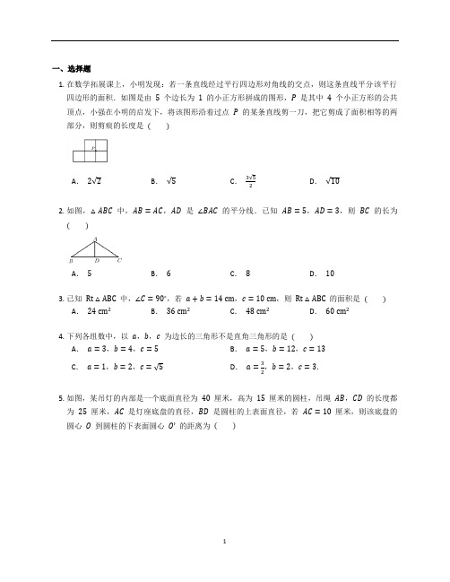 北师大版八年级数学上册第一章《勾股定理》章末练习题含答案解析 (21)